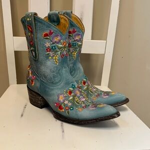 Old Gringo Sona Embroidered Western Boots Aqua Blue